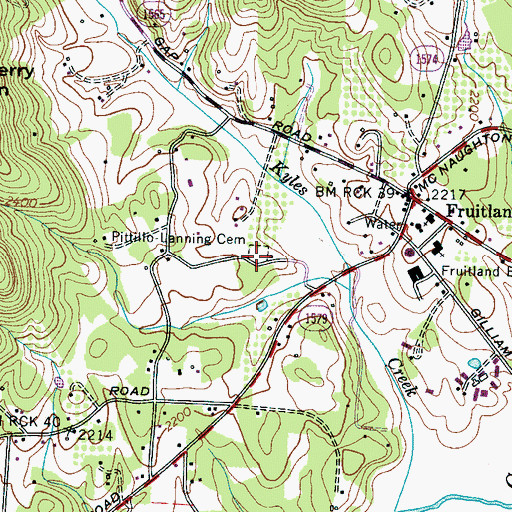 Topographic Map of Pittillo Lanning Cemetery, NC