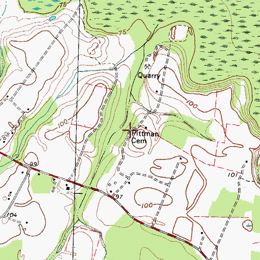 Topographic Map of Pittman Cemetery, NC