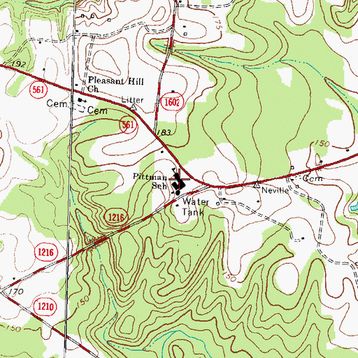 Topographic Map of Pittman School, NC