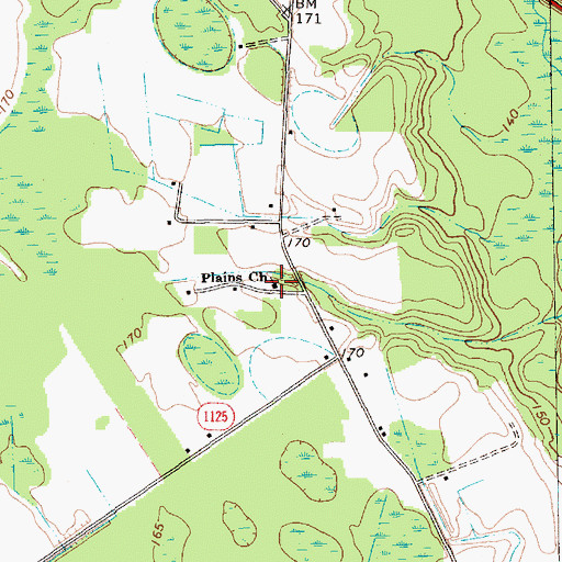 Topographic Map of Plains Church, NC