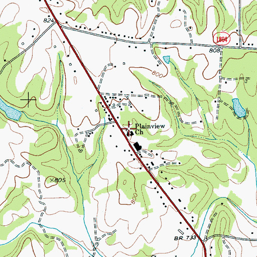 Topographic Map of Plainview Church, NC