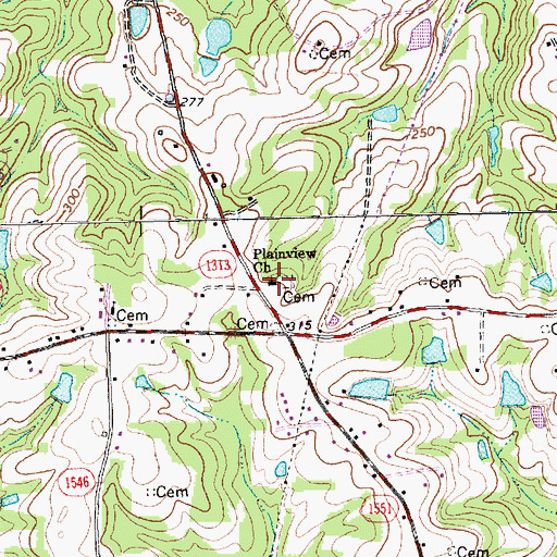 Topographic Map of Plainview Church, NC