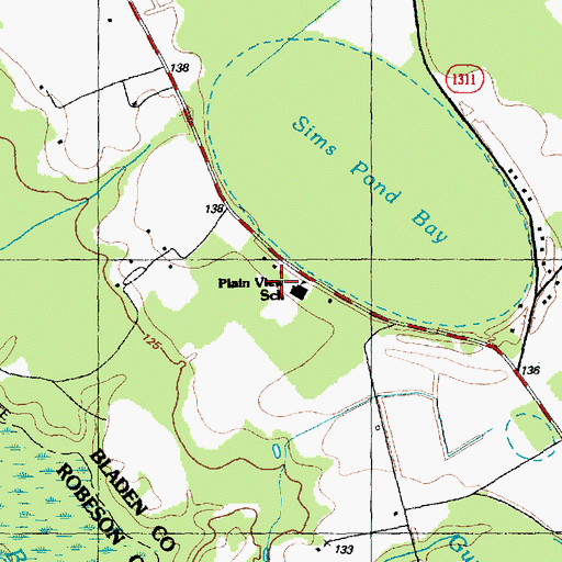 Topographic Map of Plain View School, NC