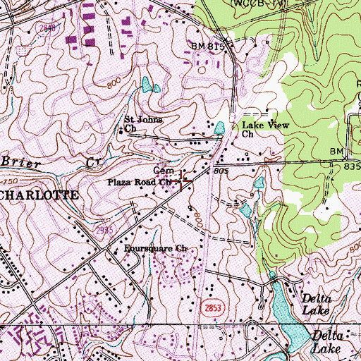 Topographic Map of Plaza Road Church, NC