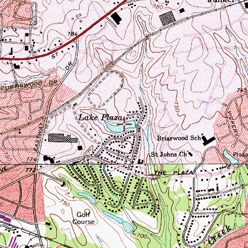 Topographic Map of Lake Plaza, NC