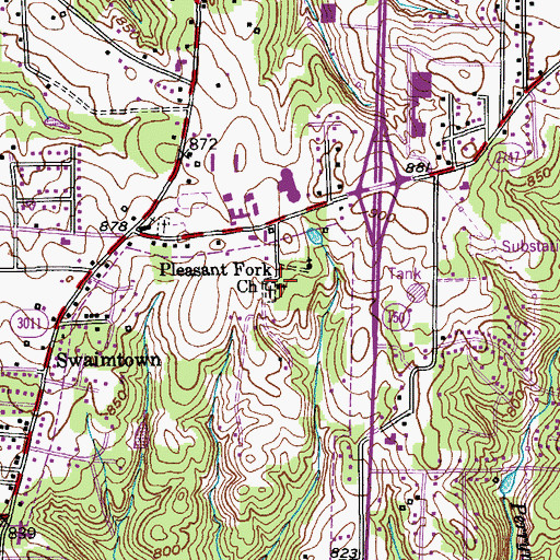 Topographic Map of Pleasant Fork Church, NC