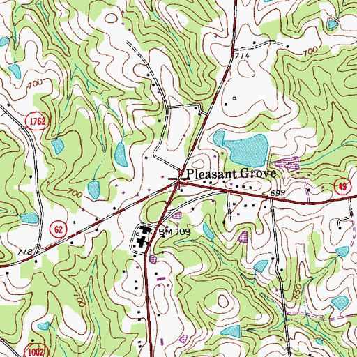 Topographic Map of Pleasant Grove, NC