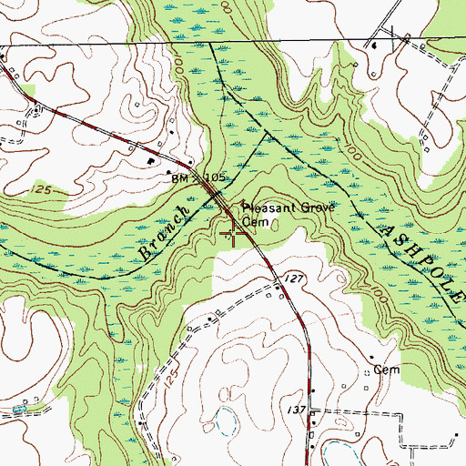 Topographic Map of Pleasant Grove Cemetery, NC