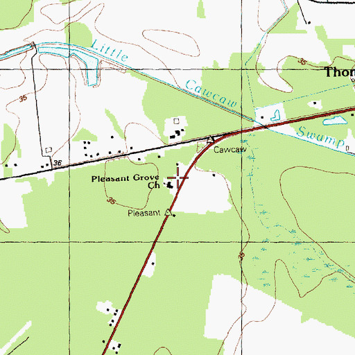 Topographic Map of Pleasant Grove Church, NC