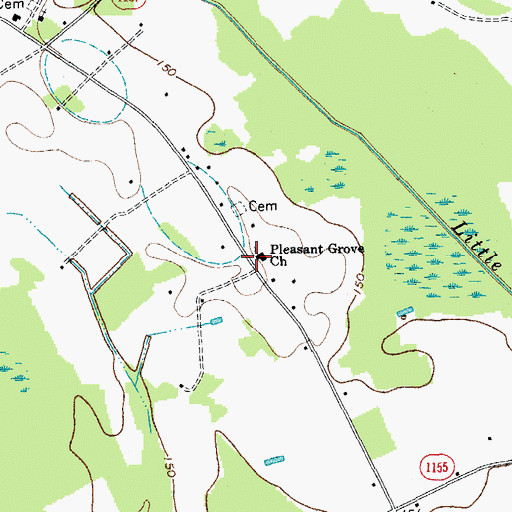 Topographic Map of Pleasant Grove Church, NC