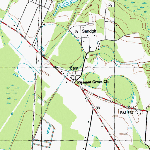 Topographic Map of Pleasant Grove Church, NC