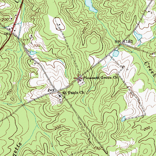 Topographic Map of Pleasant Grove Church, NC