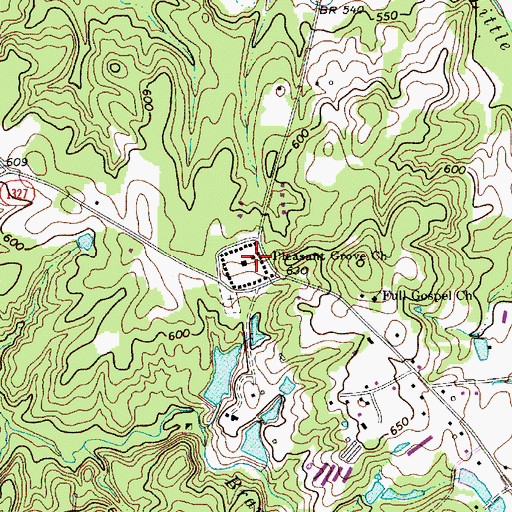 Topographic Map of Pleasant Grove Church, NC