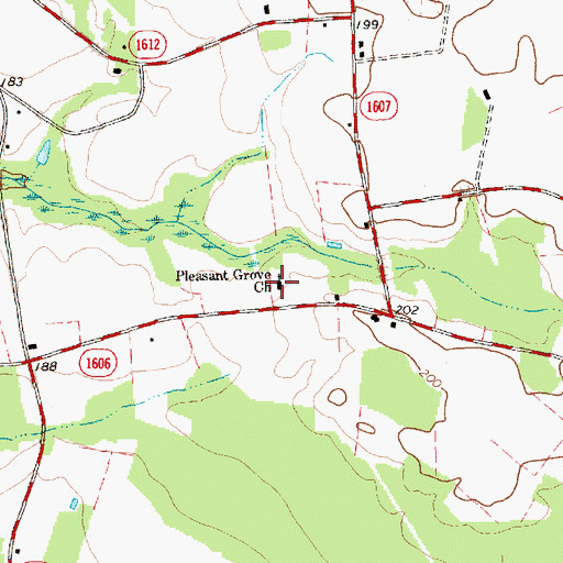 Topographic Map of Pleasant Grove Church, NC