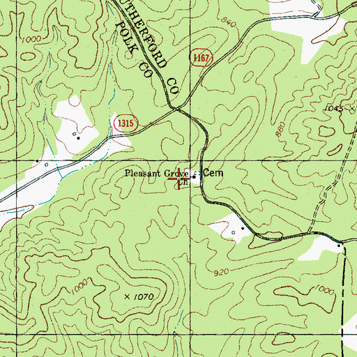 Topographic Map of Pleasant Grove Church, NC