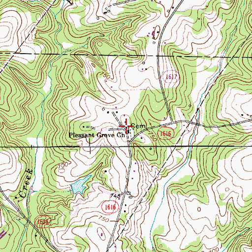 Topographic Map of Pleasant Grove Church, NC