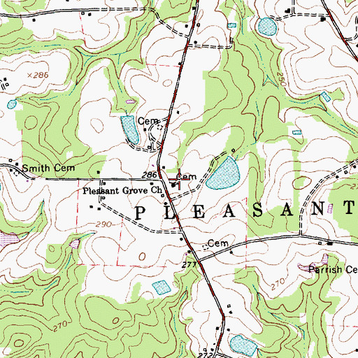 Topographic Map of Pleasant Grove Church, NC