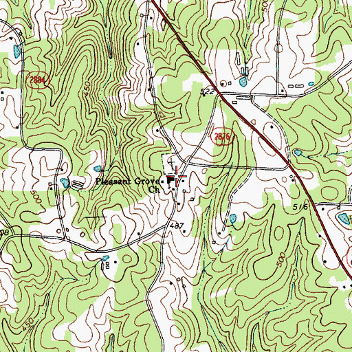 Topographic Map of Pleasant Grove Church, NC