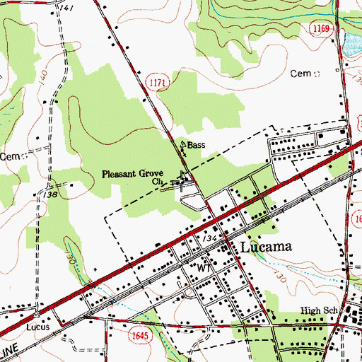 Topographic Map of Pleasant Grove Church, NC