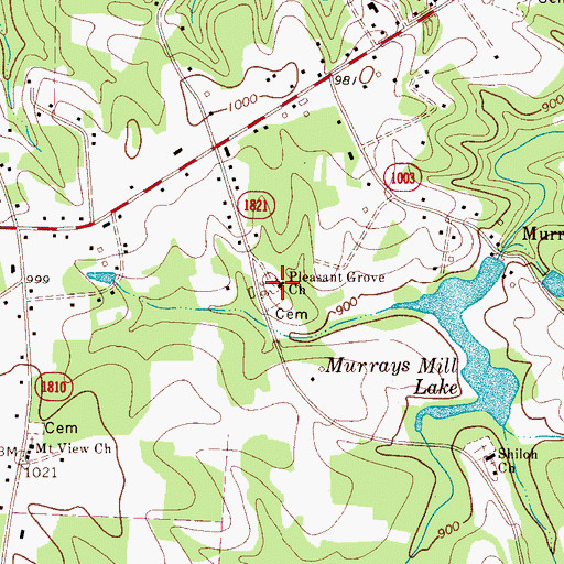 Topographic Map of Pleasant Grove Church, NC
