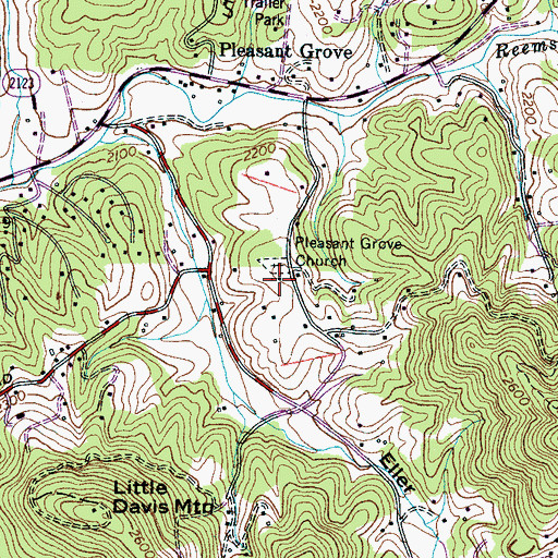 Topographic Map of Pleasant Grove Church, NC