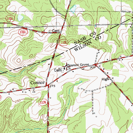 Topographic Map of Pleasant Grove Church, NC
