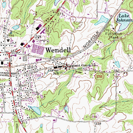 Topographic Map of Pleasant Grove Church, NC