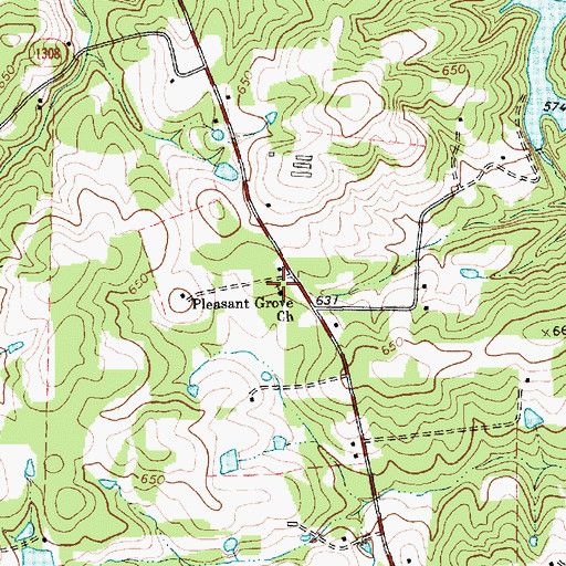 Topographic Map of Pleasant Grove Church, NC