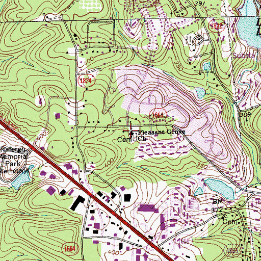 Topographic Map of Pleasant Grove Church, NC