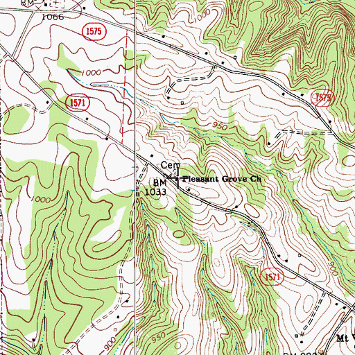 Topographic Map of Pleasant Grove Church, NC