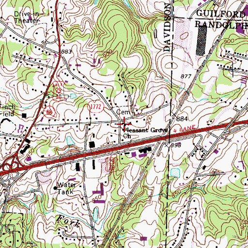 Topographic Map of Pleasant Grove Church, NC