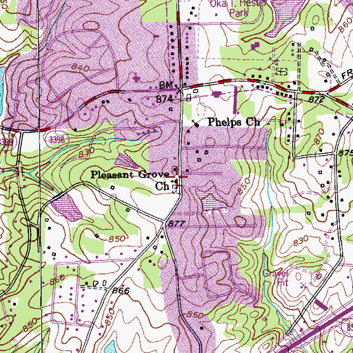 Topographic Map of Pleasant Grove Church, NC