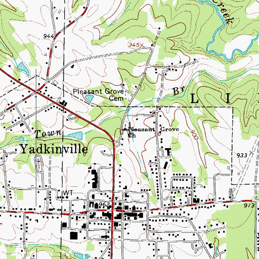 Topographic Map of Pleasant Grove Baptist Church, NC