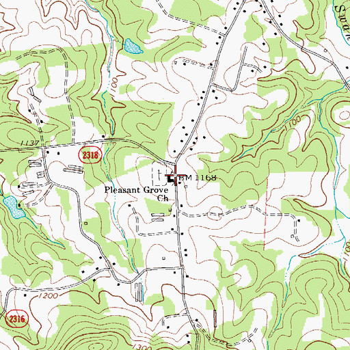 Topographic Map of Pleasant Grove Baptist Church, NC