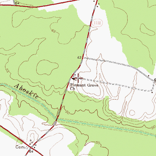 Topographic Map of Pleasant Grove Church, NC