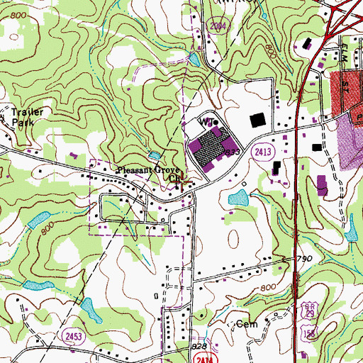 Topographic Map of Pleasant Grove Church, NC
