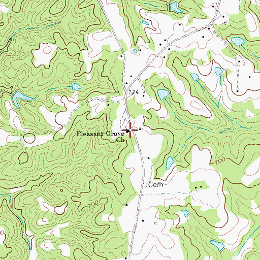 Topographic Map of Pleasant Grove Church, NC