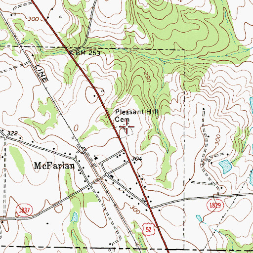 Topographic Map of Pleasant Hill Cemetery, NC