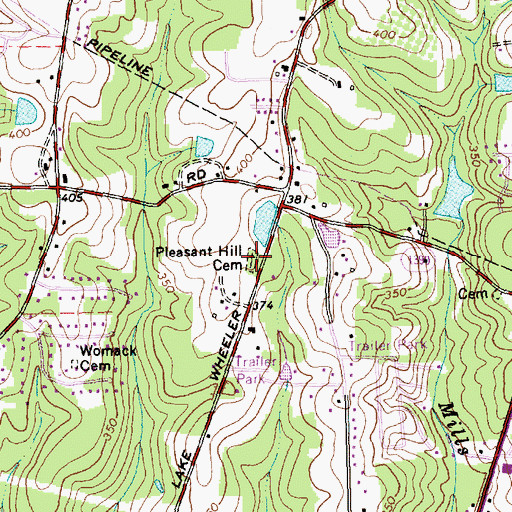 Topographic Map of Pleasant Hill Cemetery, NC