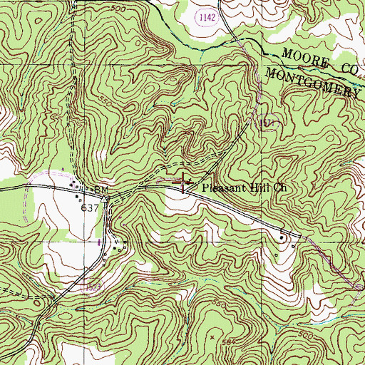 Topographic Map of Pleasant Hill Methodist Church, NC