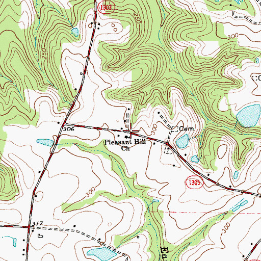 Topographic Map of Pleasant Hill Church, NC