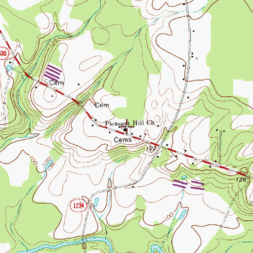 Topographic Map of Pleasant Hill Church, NC