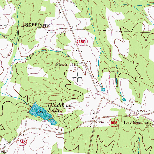 Topographic Map of Pleasant Hill Church, NC