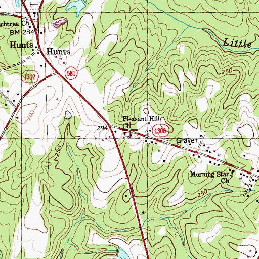 Topographic Map of Pleasant Hill Church, NC