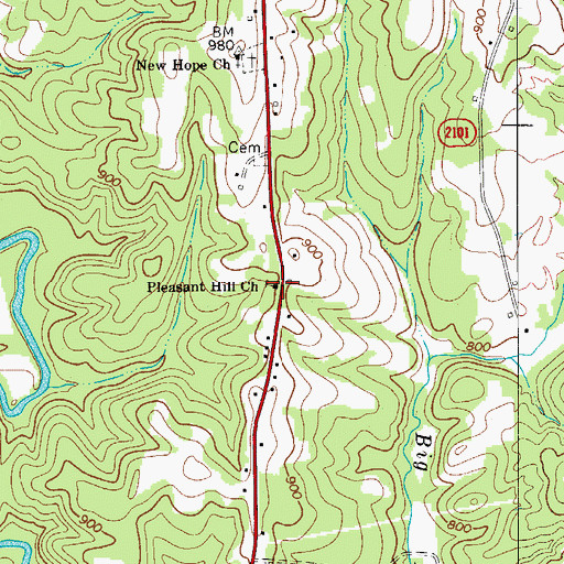 Topographic Map of Pleasant Hill Church, NC