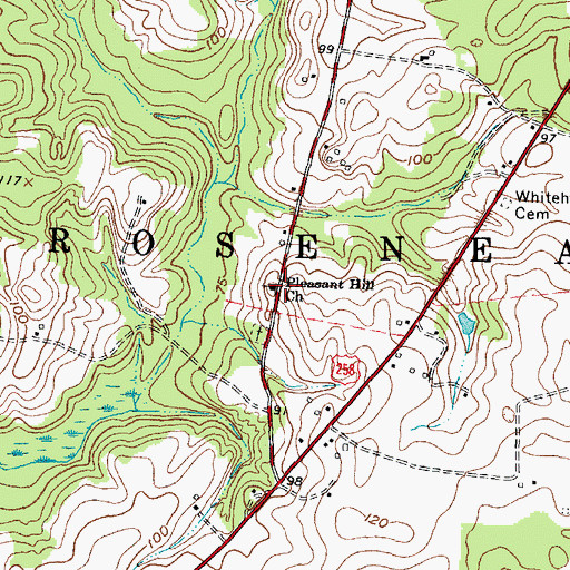 Topographic Map of Pleasant Hill Church, NC