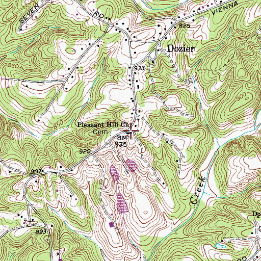 Topographic Map of Pleasant Hill Church, NC