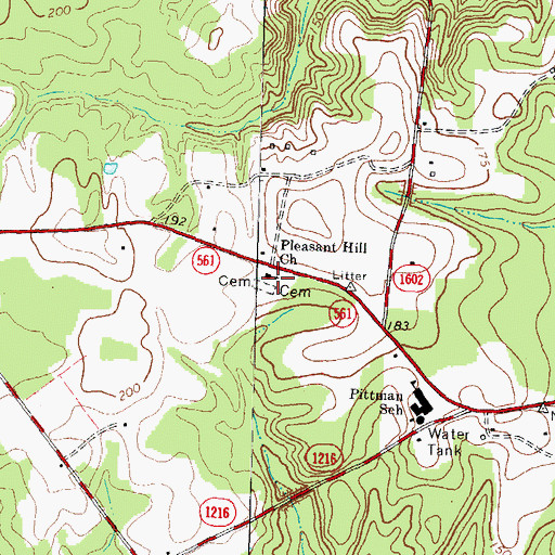 Topographic Map of Pleasant Hill Church, NC