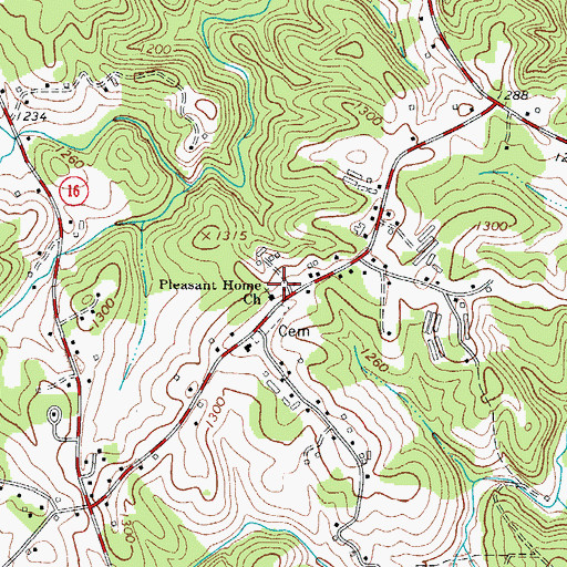 Topographic Map of Pleasant Home Baptist Church, NC