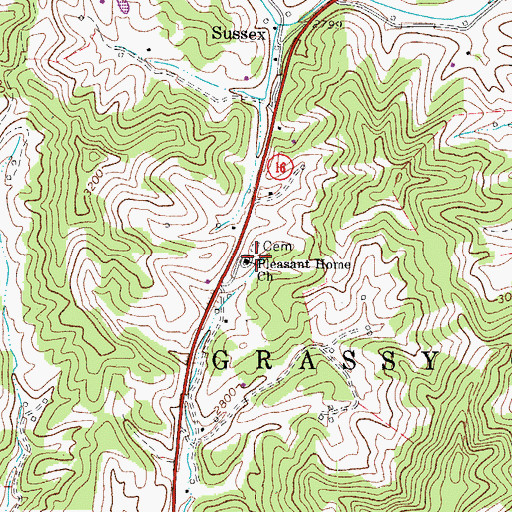 Topographic Map of Pleasant Home Church, NC